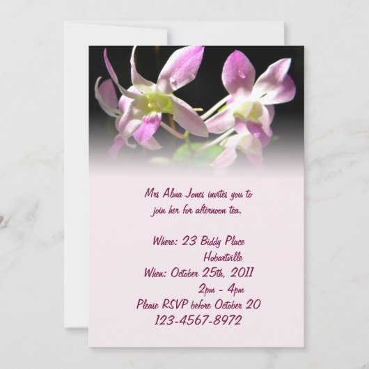 Invitation Orchidées Roses (Devant)