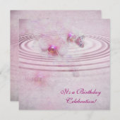 Invitation Orchidées roses avec papillon (Devant / Derrière)