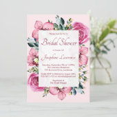 Invitation Orchidées roses et Fête des mariées Rose d'aquarel (Debout devant)
