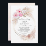 Invitation Orchidées roses et Pampas Partie d'engagement en h<br><div class="desc">Invitations Exotic tropical à la fête d'engagement</div>