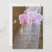 Invitation Orchidées rustiques Pays Grange Poste Mariage Brun (Devant)
