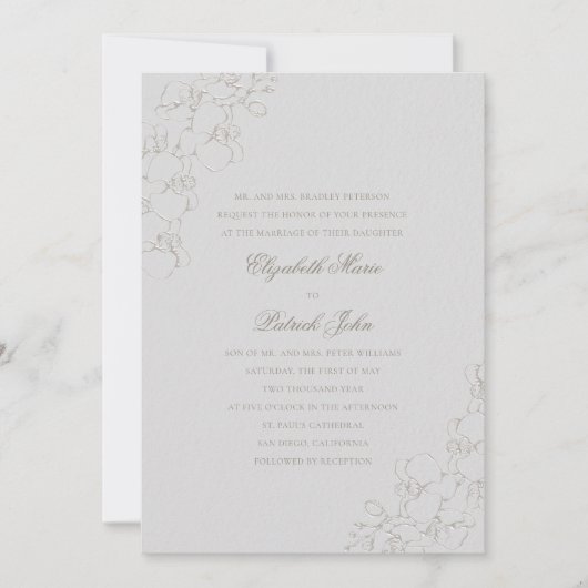 Invitation Orchidées Silky Ivory 2 Mariage traditionnel offic (Devant)