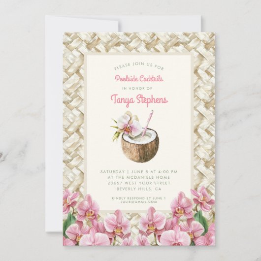 Invitation Orchidées tropicales avec Pina Colada | Partie du  (Devant)