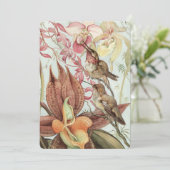 Invitation Orchidées tropicales vintages, Fleurs et Colibris (Debout devant)