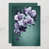 Invitation Orchidées violettes dans un arrière - plan vert. (Devant / Derrière)