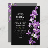 Invitation Orchidées violettes, Moderne Elégant Mariage Invit (Devant / Derrière)