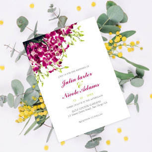 Invitation Orchidées Violettes Photo Florale Botanique Mariag