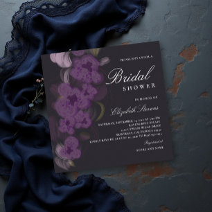 Invitation Orchidées Violettes Sombres et Lunatiques Mariage