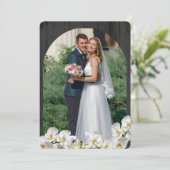 Invitation Orchids Black Wood Wedding Thank You Cards (Debout devant)