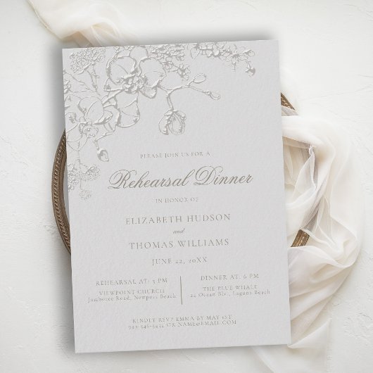 Invitation Orchids Reverie Ivory Formal Rehearsal Dinner