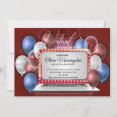 Invitation Ordinateur portable blanc et bleu rouge Partie de (Devant)