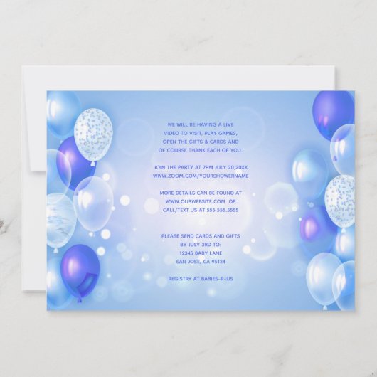 Invitation Ordinateur portable bleu Indigo Virtual Baby Boy D (Dos)