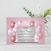 Invitation Ordinateur portable rose Dusty Virtual Baby Girl D (Debout devant)