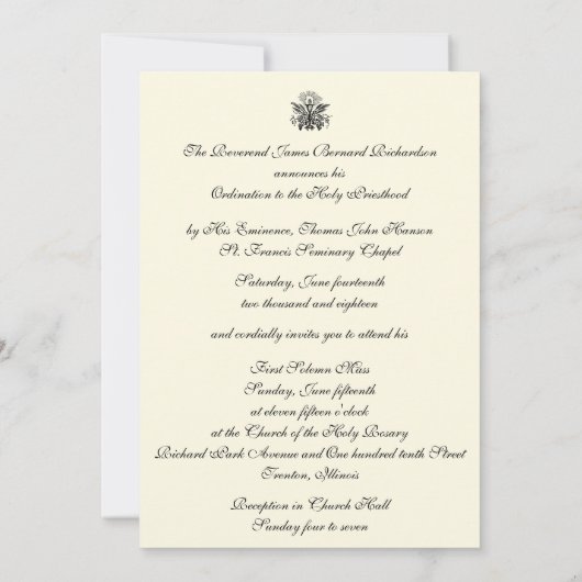 Invitation Ordination catholique à la Sainte Prêtr (Dos)