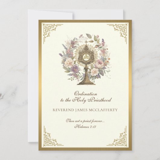 Invitation Ordination catholique à la Sainte Prêtr (Devant)