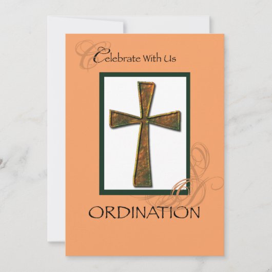Invitation Ordination Croix métallique (Devant)