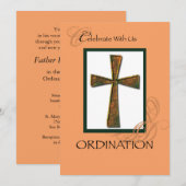 Invitation Ordination Croix métallique (Devant / Derrière)