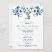 Invitation Ordination du prêtre catholique Anniversaire bleu (Devant)