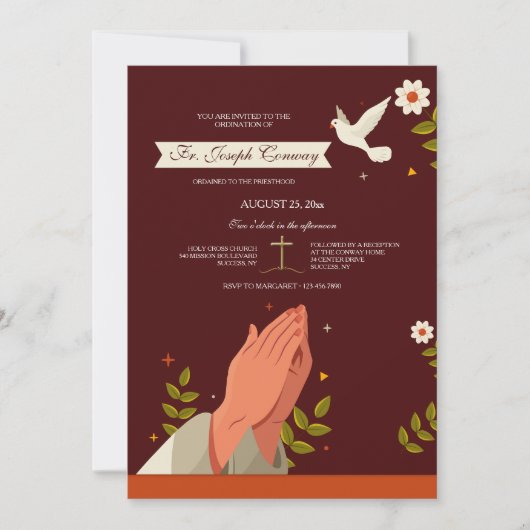 Invitation Ordinations sacerdotales à mains priantes (Devant)