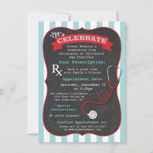 Invitation Ordonnance d'obtention du diplôme de l'école Médic (Devant)