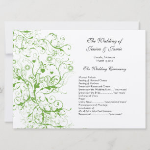 Invitation Ordre de service Apple Green Black Birds
