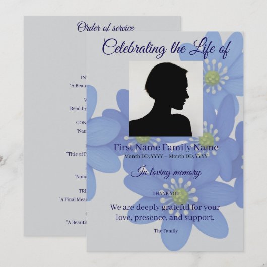 Invitation Ordre de service bleu royal (Devant / Derrière)