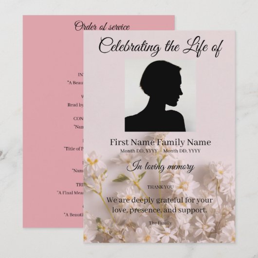 Invitation Ordre de service de fleur sauvage (Devant / Derrière)