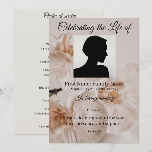 Invitation ordre de service orchidée (Devant / Derrière)