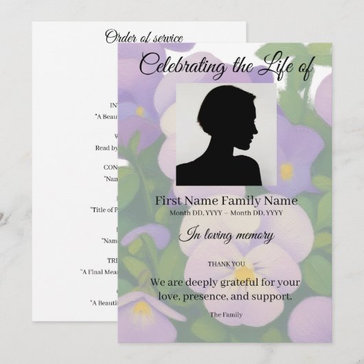 Invitation Ordre de service Pansy (Devant / Derrière)