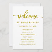 Invitation Ordre des événements de mariage Calendrier doré (Devant)