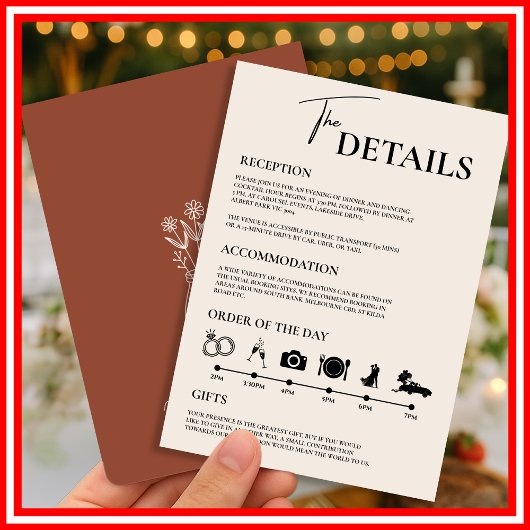 Invitation Ordre des événements de mariage rustique Boho Brûl