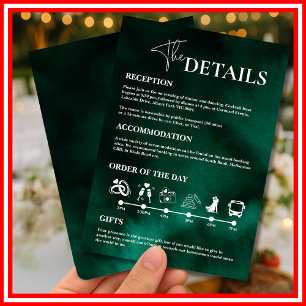 Invitation Ordre des événements de mariage Vert Émeraude