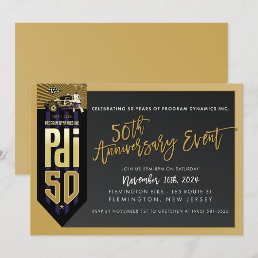 Invitation ORDRE D'IMPRESSION pour Gretchen - 50e anniversair (Devant / Derrière)