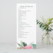 Invitation Ordre du jour de mariage Flamant Rose Tropical (Debout devant)