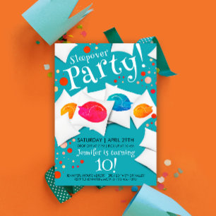 Invitation Oreiller de fête pyjama pour chat coloré