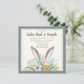 Invitation Oreilles de lapin dans les fleurs de printemps (Debout devant)