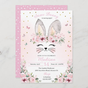 Invitation Oreilles de lapin rose Couronne de Pâques Annivers