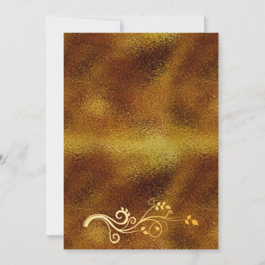 Invitation Orfèvres or blanc floraux élégant (Dos)