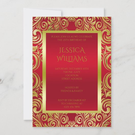 Invitation Orfèvres or décorés & Ruby Red Anniversaire (Devant)