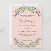 Invitation Orfèvres violets de lavande de Pêche mariage de lu (Devant)