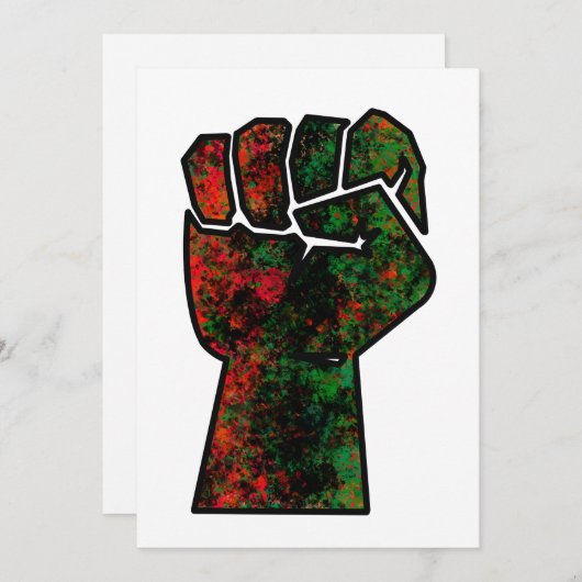 Invitation orgueil noir poing vert rouge pan drapeau africain (Devant / Derrière)