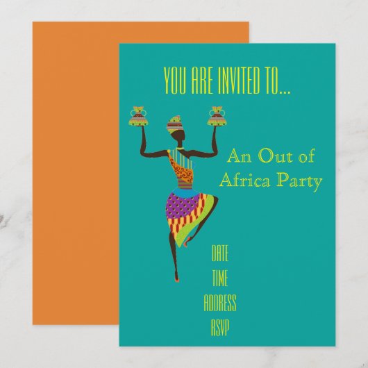 Invitation Orienté africain hors de la partie de l'Afrique (Devant / Derrière)
