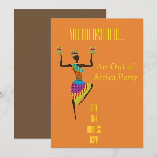 Invitation Orienté africain hors de la partie de l'Afrique (Devant / Derrière)