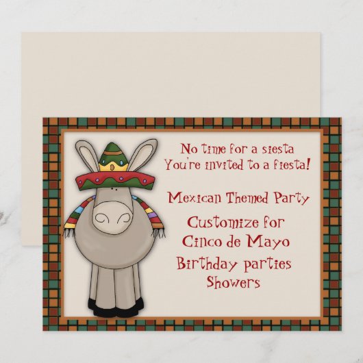 Invitation orientée d'âne mexicain (Devant / Derrière)