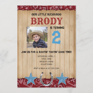 Invitation orientée d'anniversaire de cowboy de