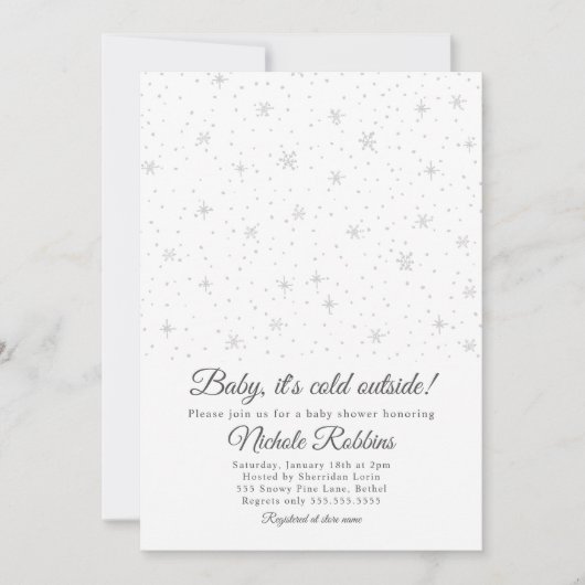 Invitation orientée de baby shower d'hiver, neutre (Devant)