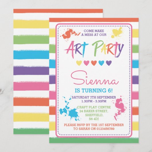 Invitation orientée de fête d'anniversaire de (Devant / Derrière)