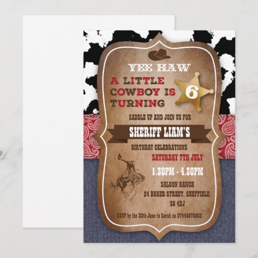 Invitation orientée de fête d'anniversaire de (Devant / Derrière)