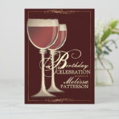 Invitation orientée de fête d'anniversaire de vin (Debout devant)