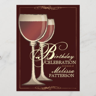 Invitation orientée de fête d'anniversaire de vin